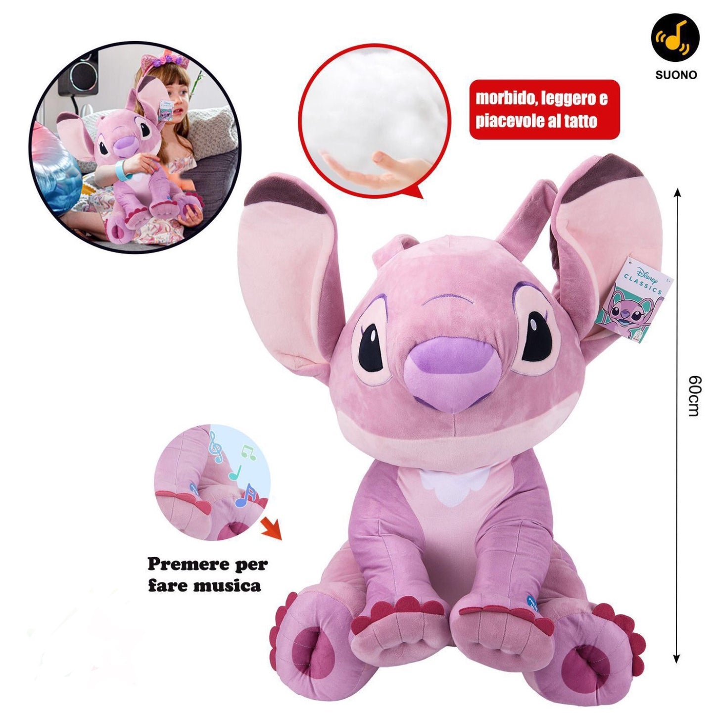 PELUCHE ANGEL con suono da 60cm