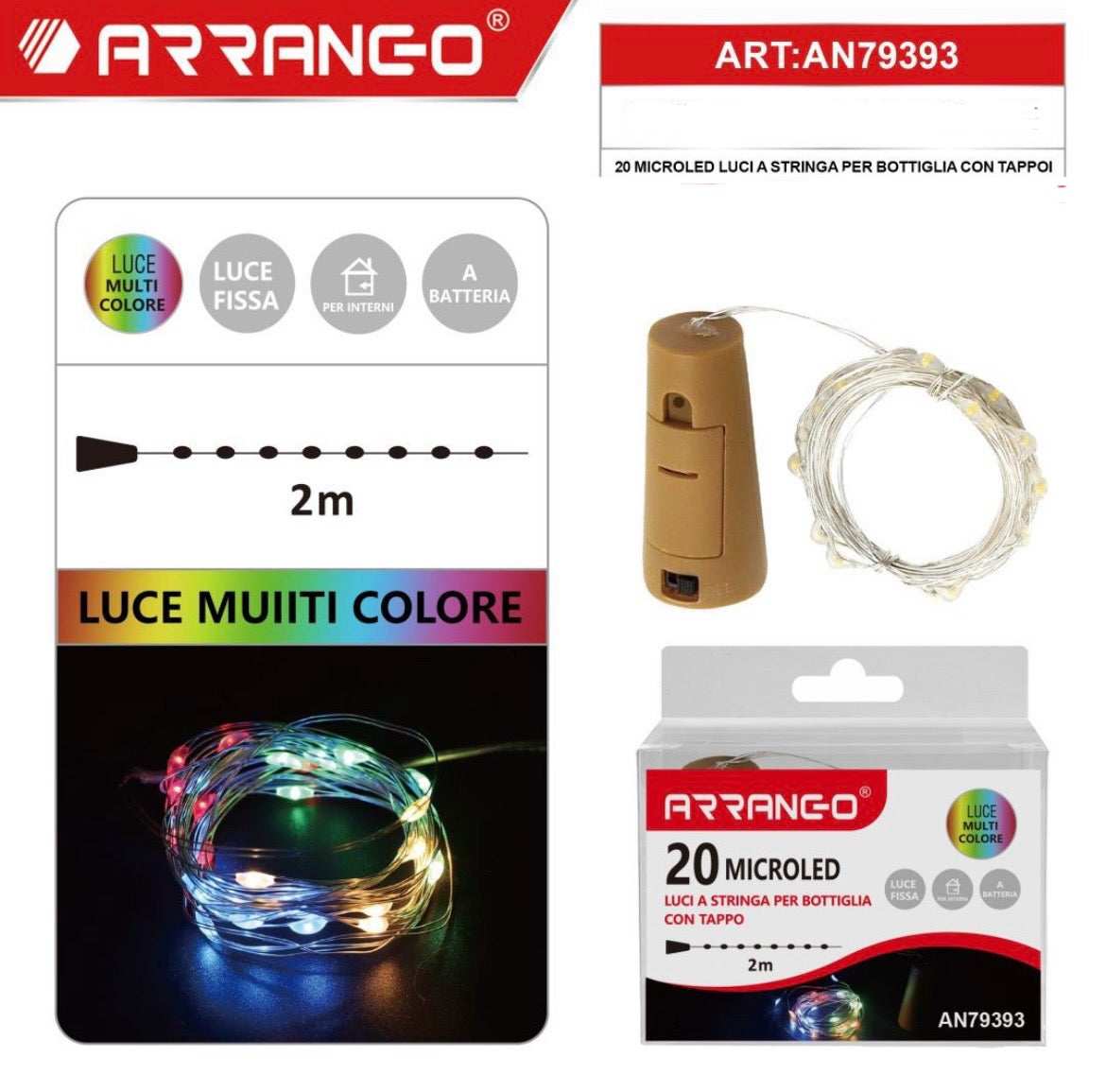 NATALIZIA 20 MICROLED luci a stringa per bottiglia con tappo