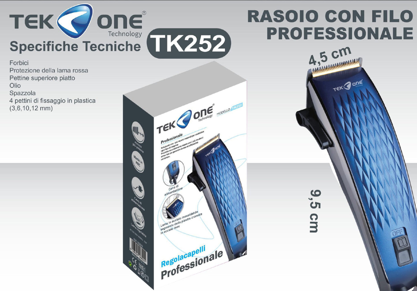 TEK ONE rasoio professionale per capelli TK252