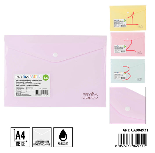 PRYMA busta bottone porta biglietto visita A4 pastel