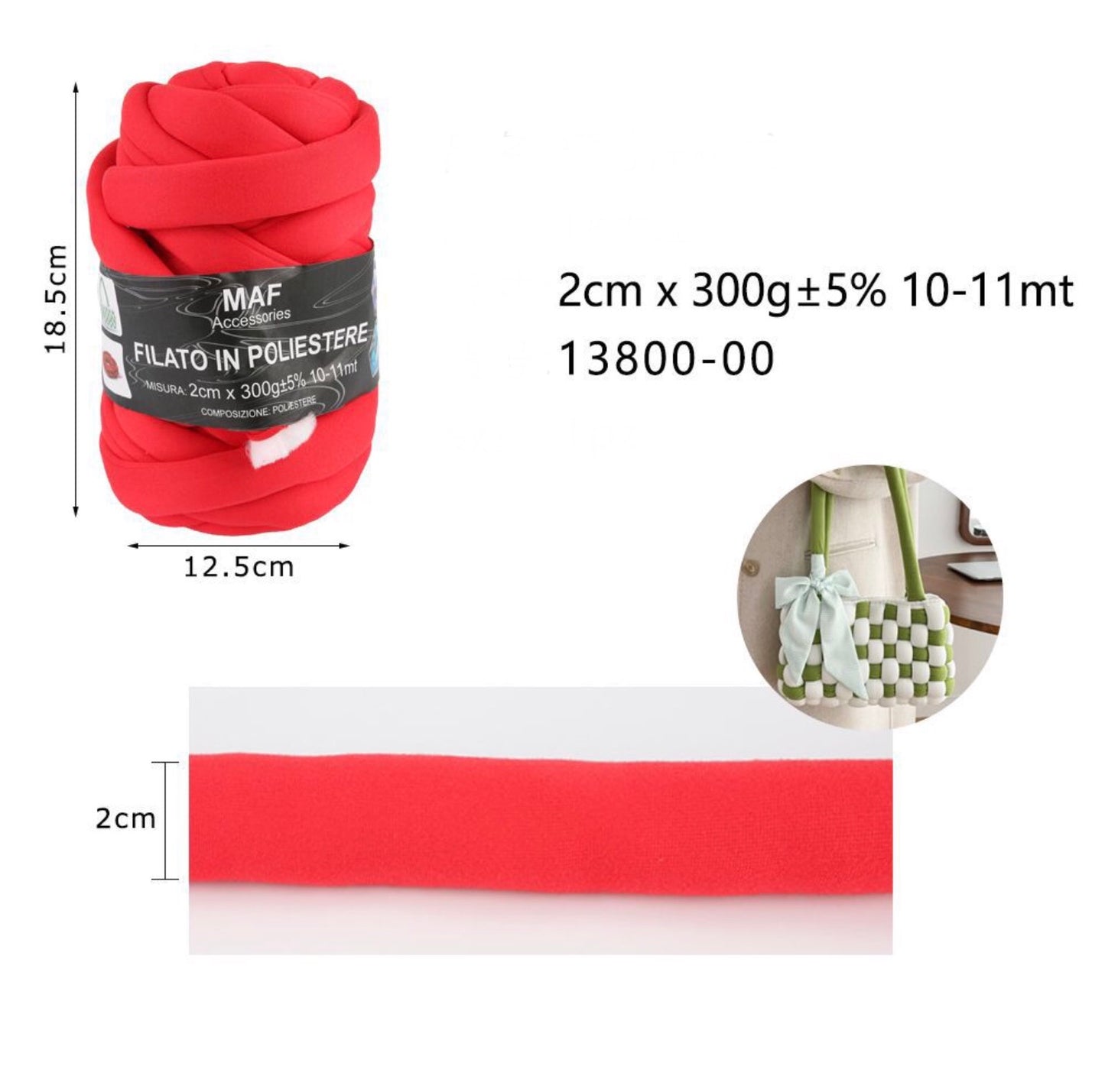 FILATO in poliestere 2cm/300g 13800-00