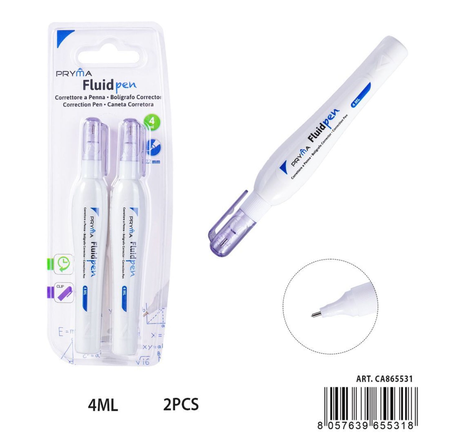 PRYMA correttore fluid pen 2.2mm 4ml 2pz