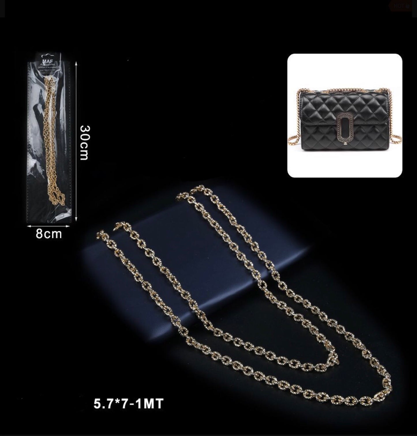 CATENE in alluminio 5.7*7–1mt argento/oro