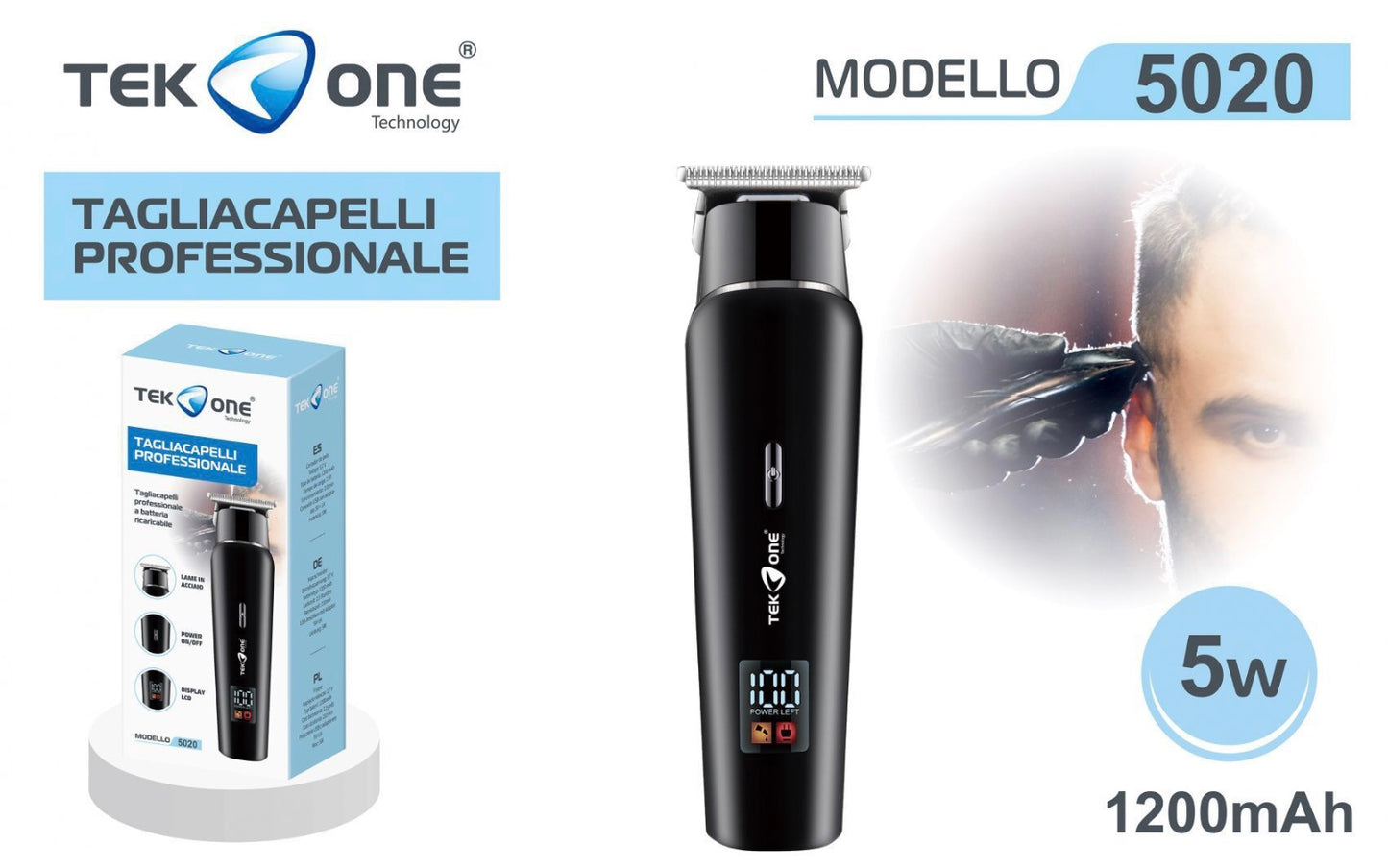 TEK ONE tagliacapelli professionale ricaricabile mod.5020