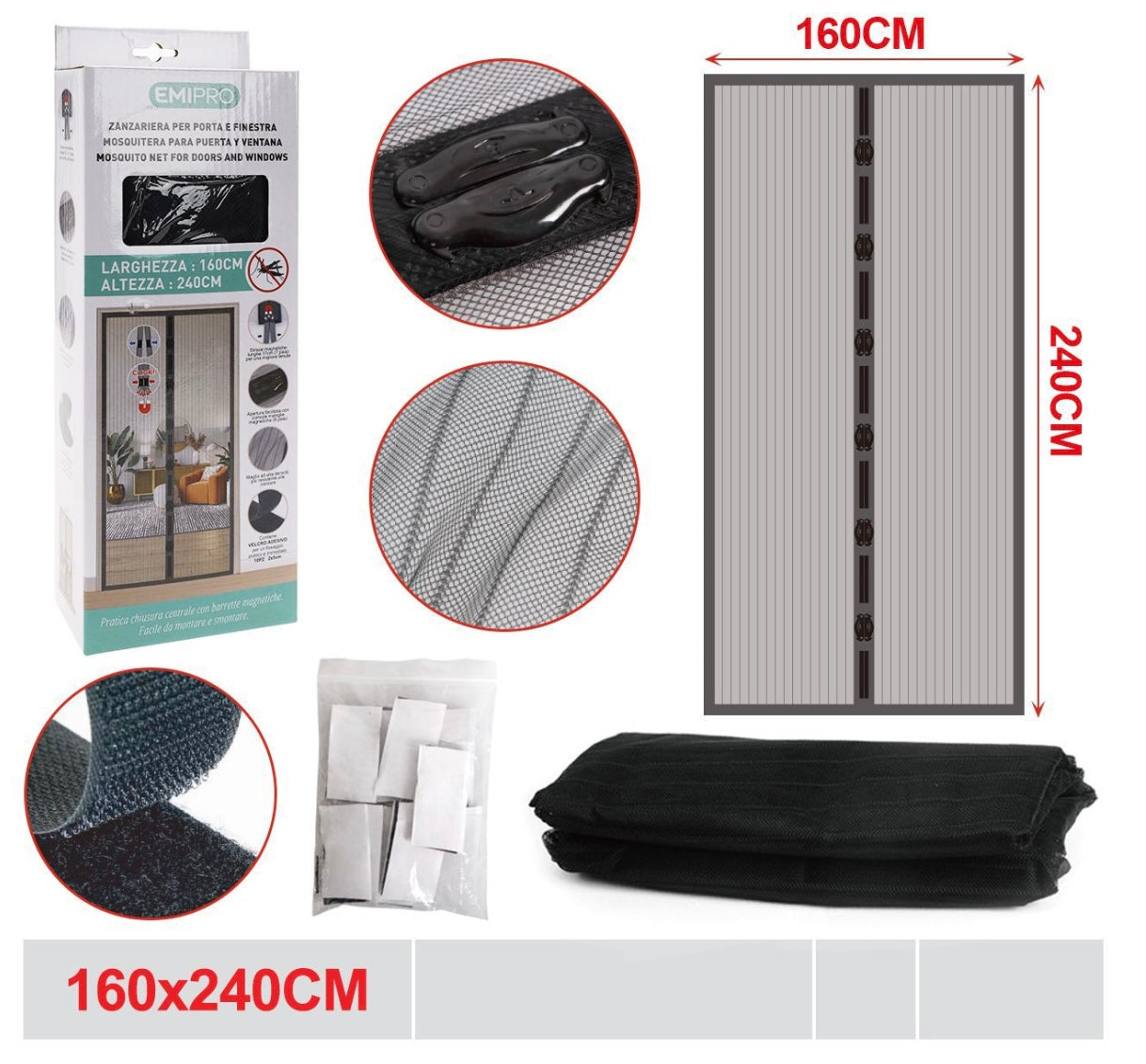 EMI ZANZARIERA PER PORTA E FINESTRA 160*240CM