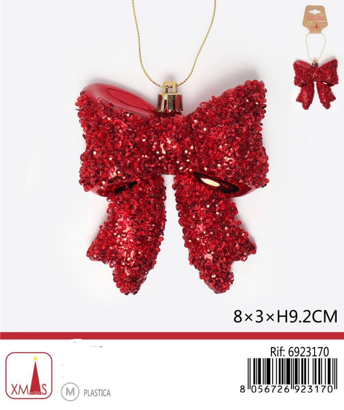 NATALIZIA pendente fiocco rosso 8x3x9,2cm