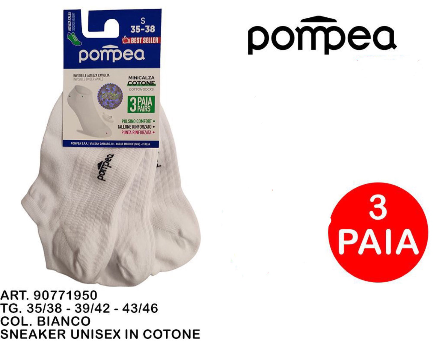 POMPEA sneaker unisex in cotone bianco
