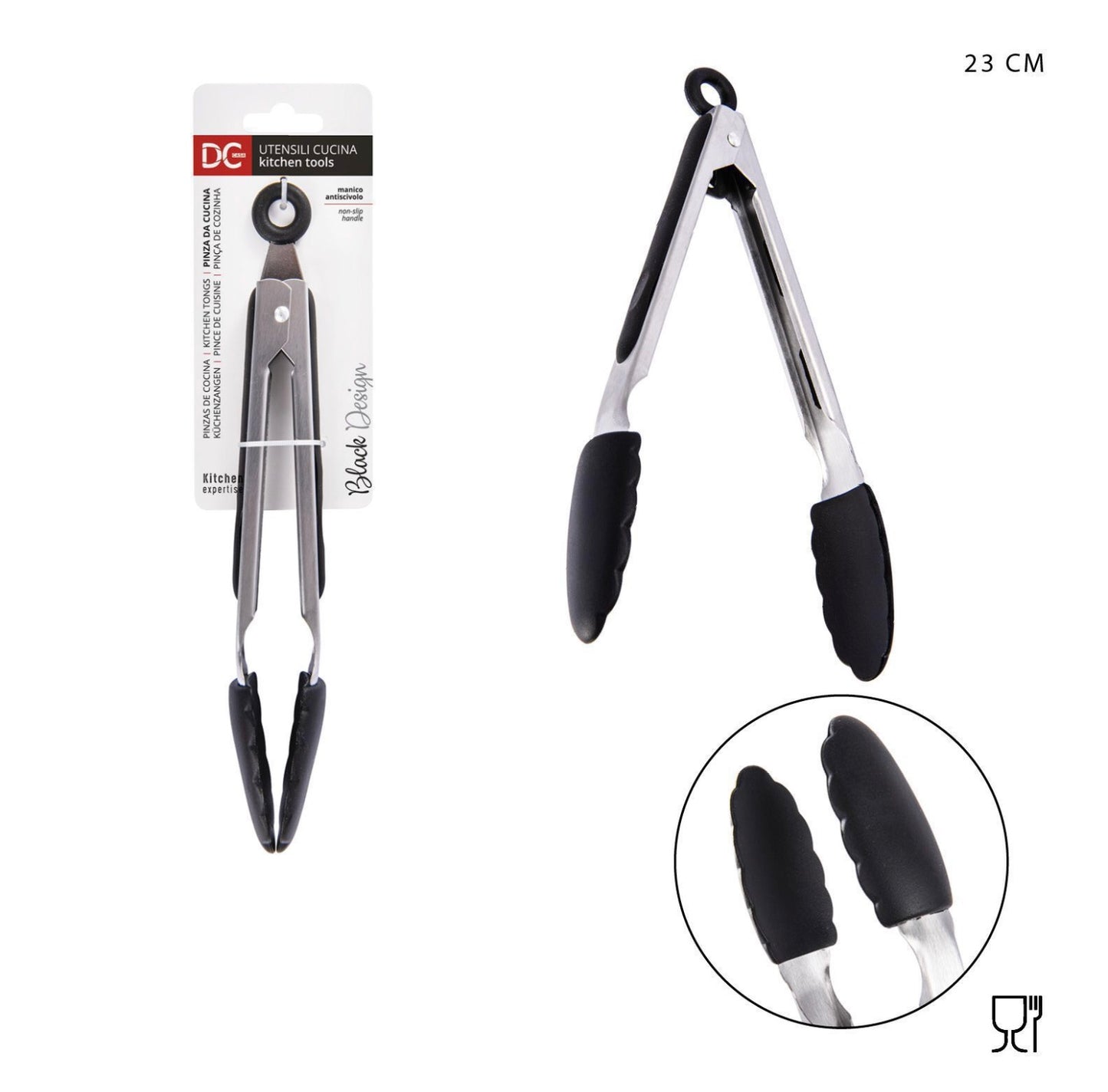DCCASA L/BLACK pinza insalata silicone 23cm