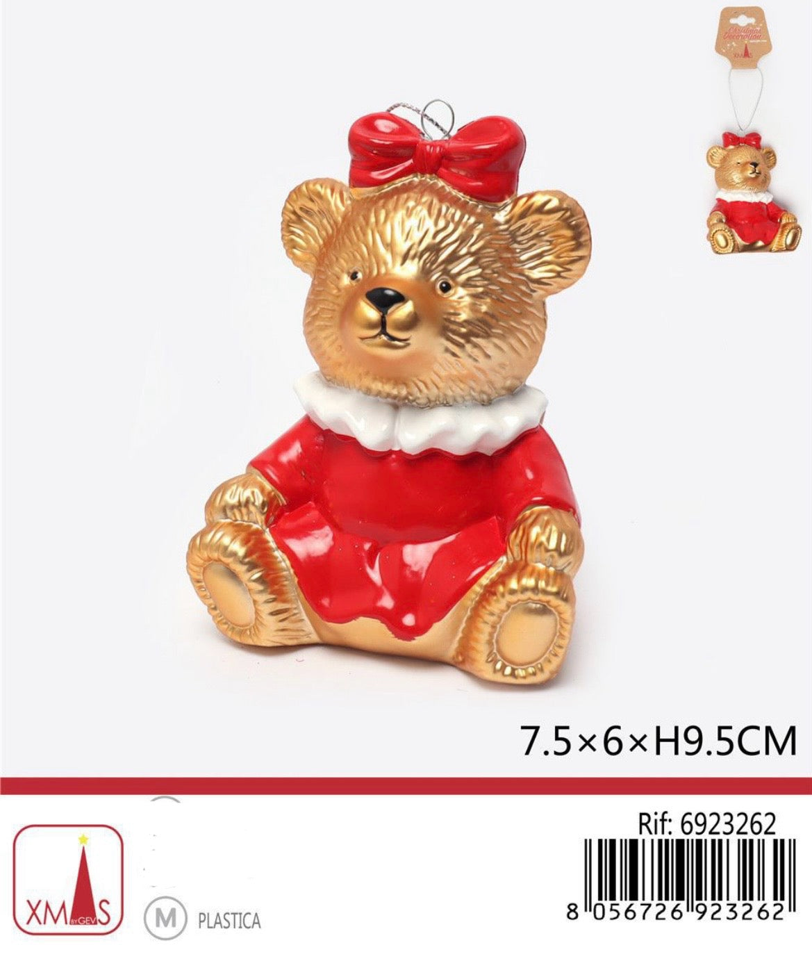 NATALIZIA pendente orso oro 7,5x6x9,5cm