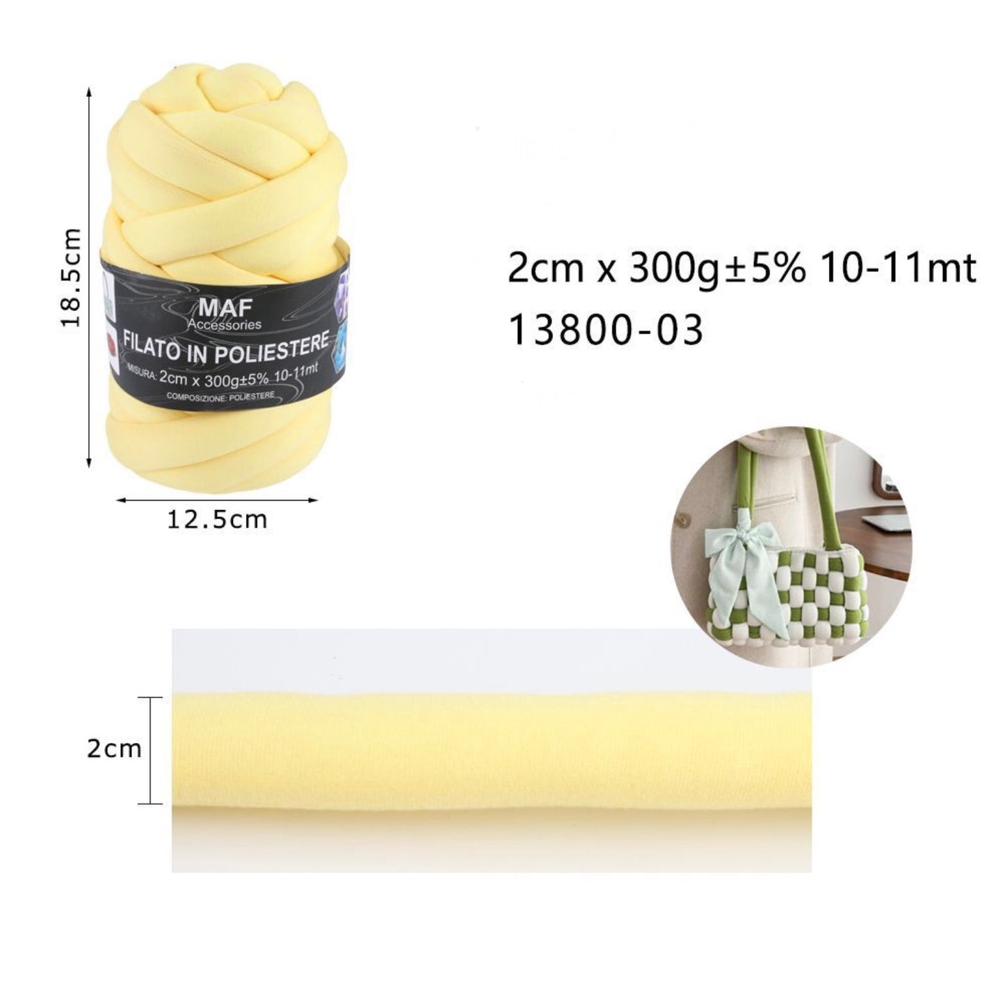 FILATO gigante in poliestere 2cm/300g 13800-03