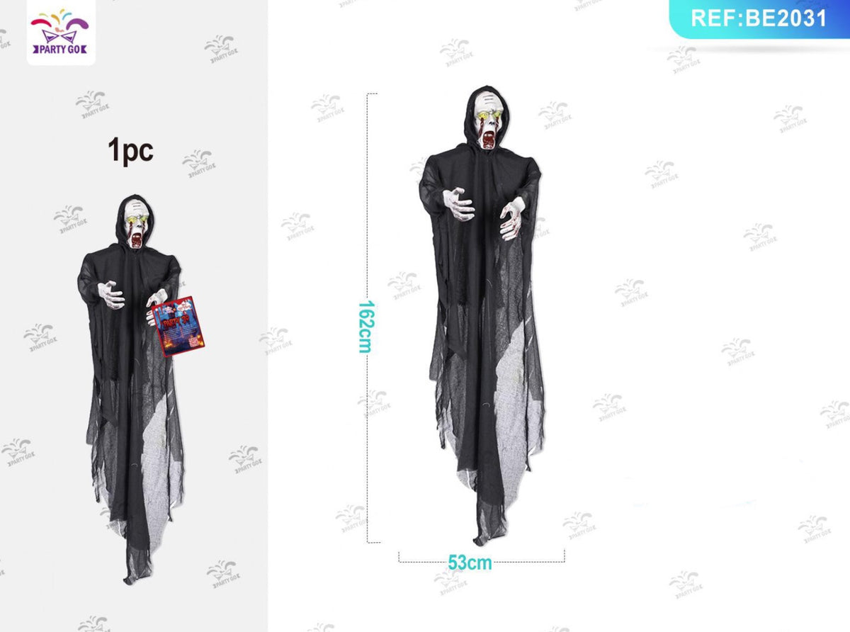 HALLOWEEN fantasma nero sospeso oscillante 162x53cm