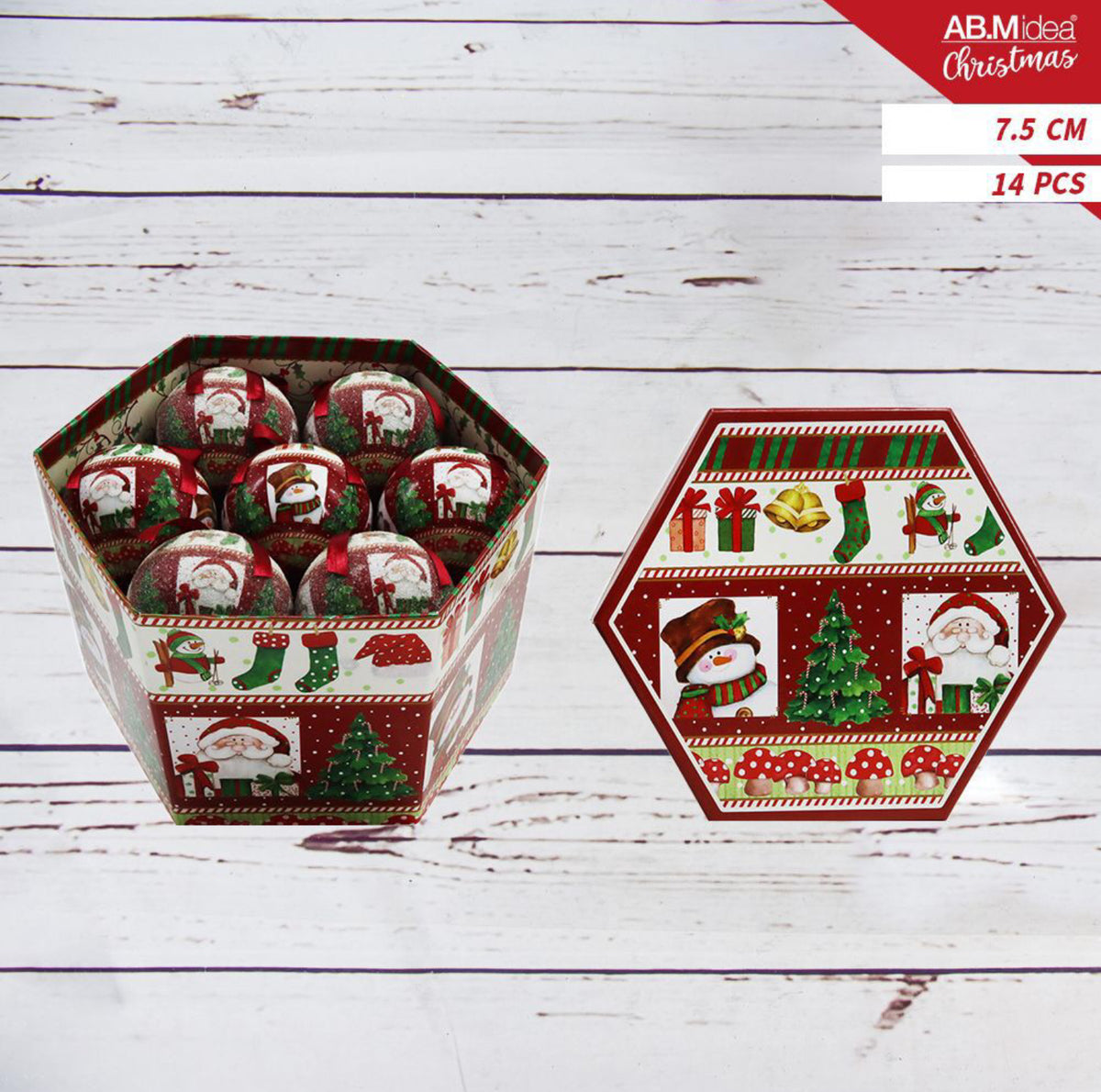 NATALIZIA Box palline 14pz 7.5cm