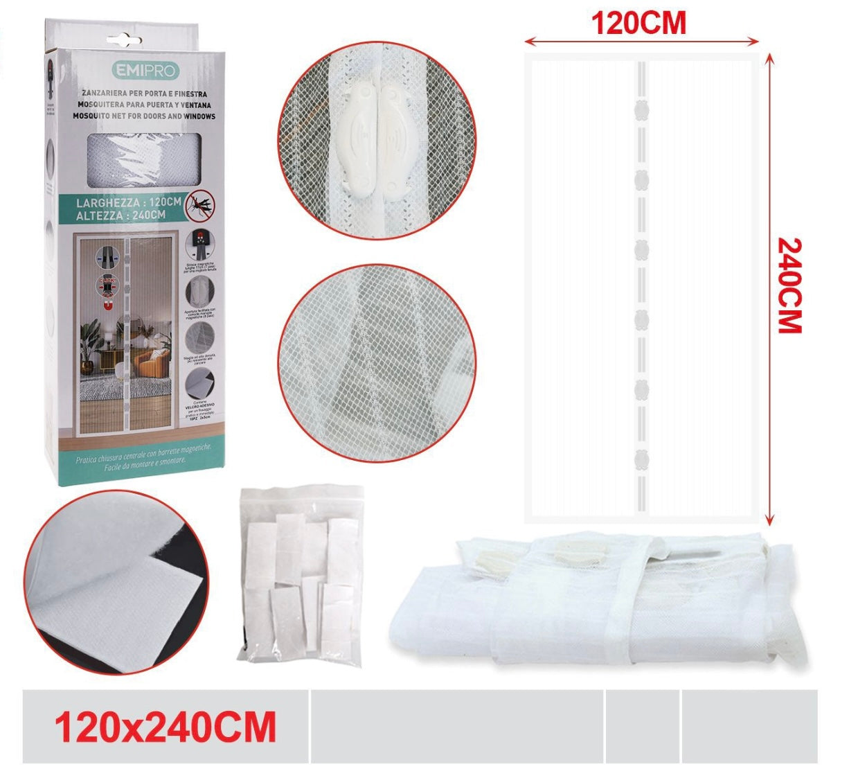 EMI ZANZARIERA PER PORTA E FINESTRA 120*240CM