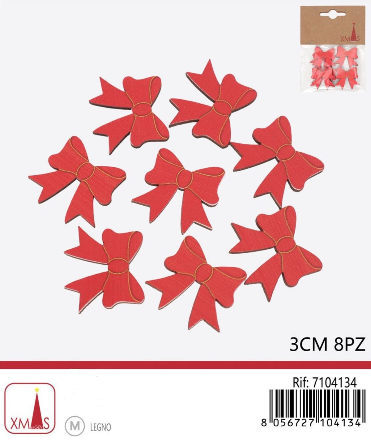 NATALIZIA decorazioni fiocchetti 3cm 8pz