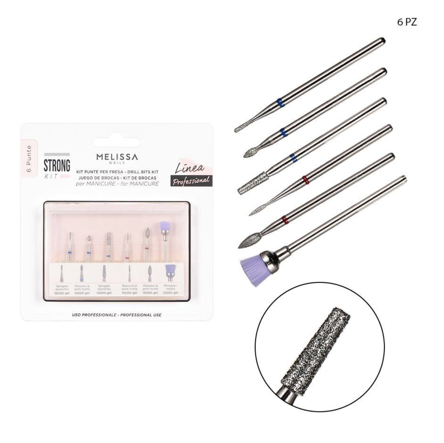 MELISSA punta fresa manicure kit 6pz