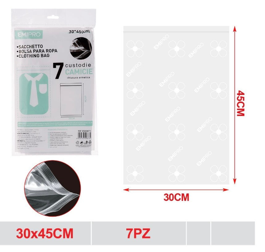 EMI SACCHETTO PER VESTITI CON CHIUSURA 30*45CM 7PZ