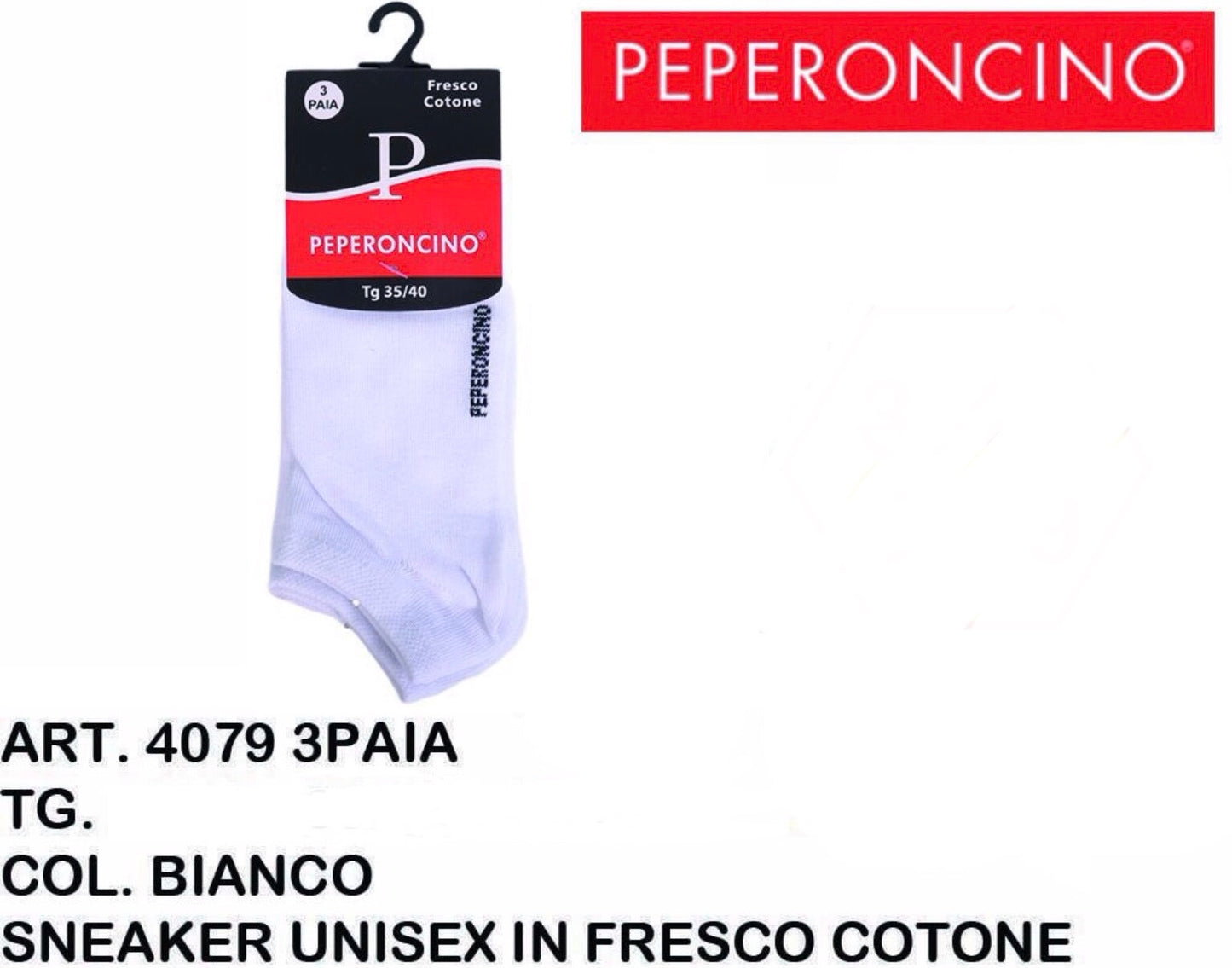 PEPERONCINO sneaker in fresco cotone 4079 3paia bianco