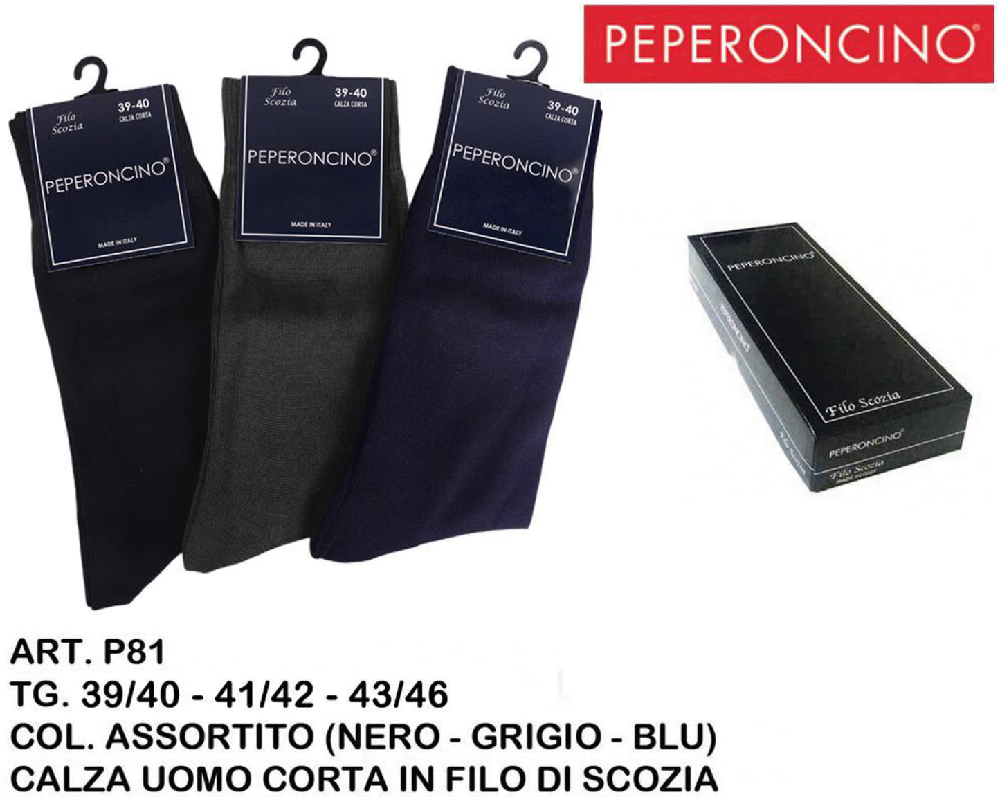 PEPERONCINO calze corte in filo scozia