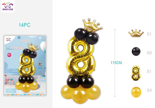 Set palloncini nero/oro numero 8