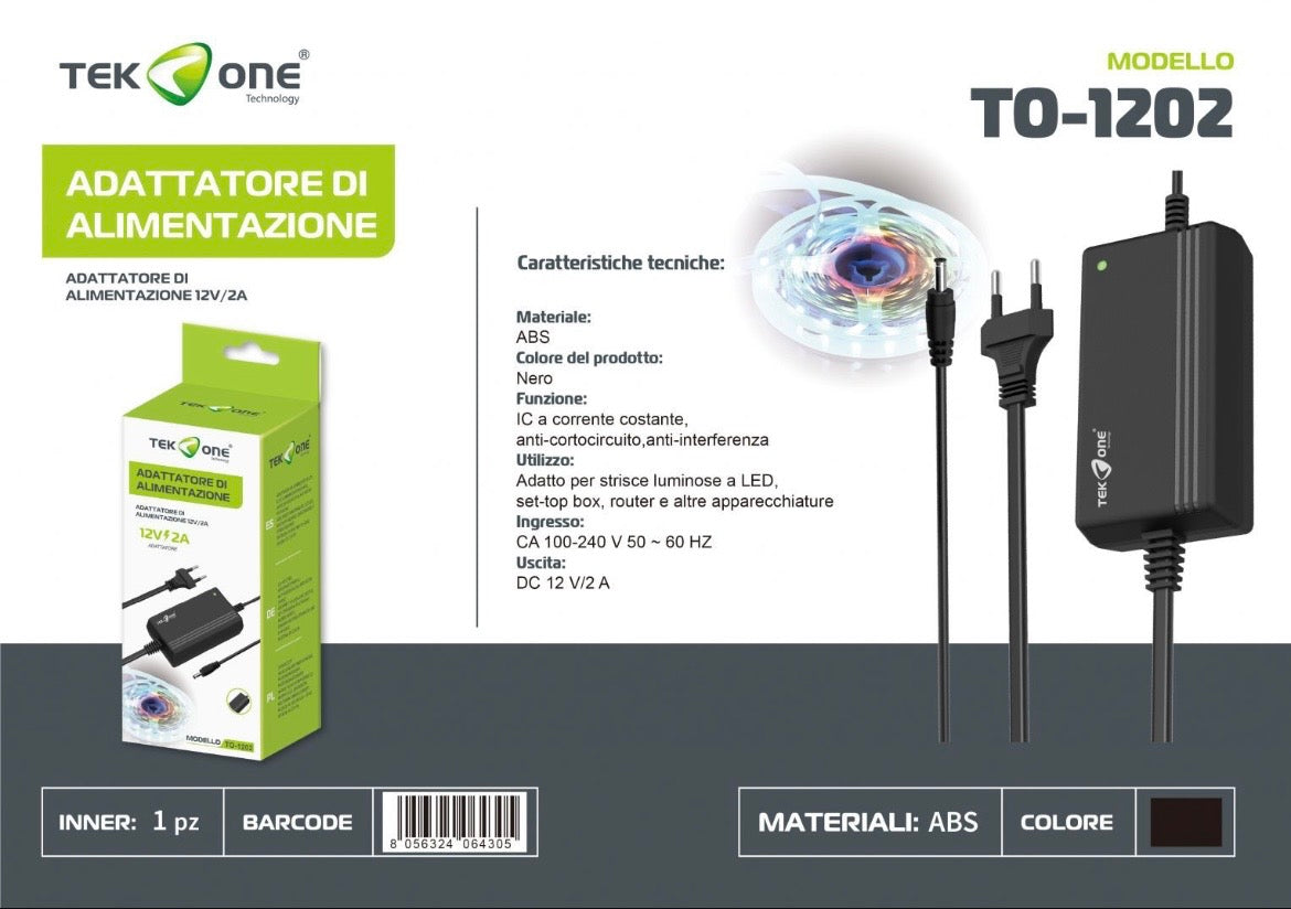 TEK ONE ALIMENTATORE 12V 2AHM TO-1202