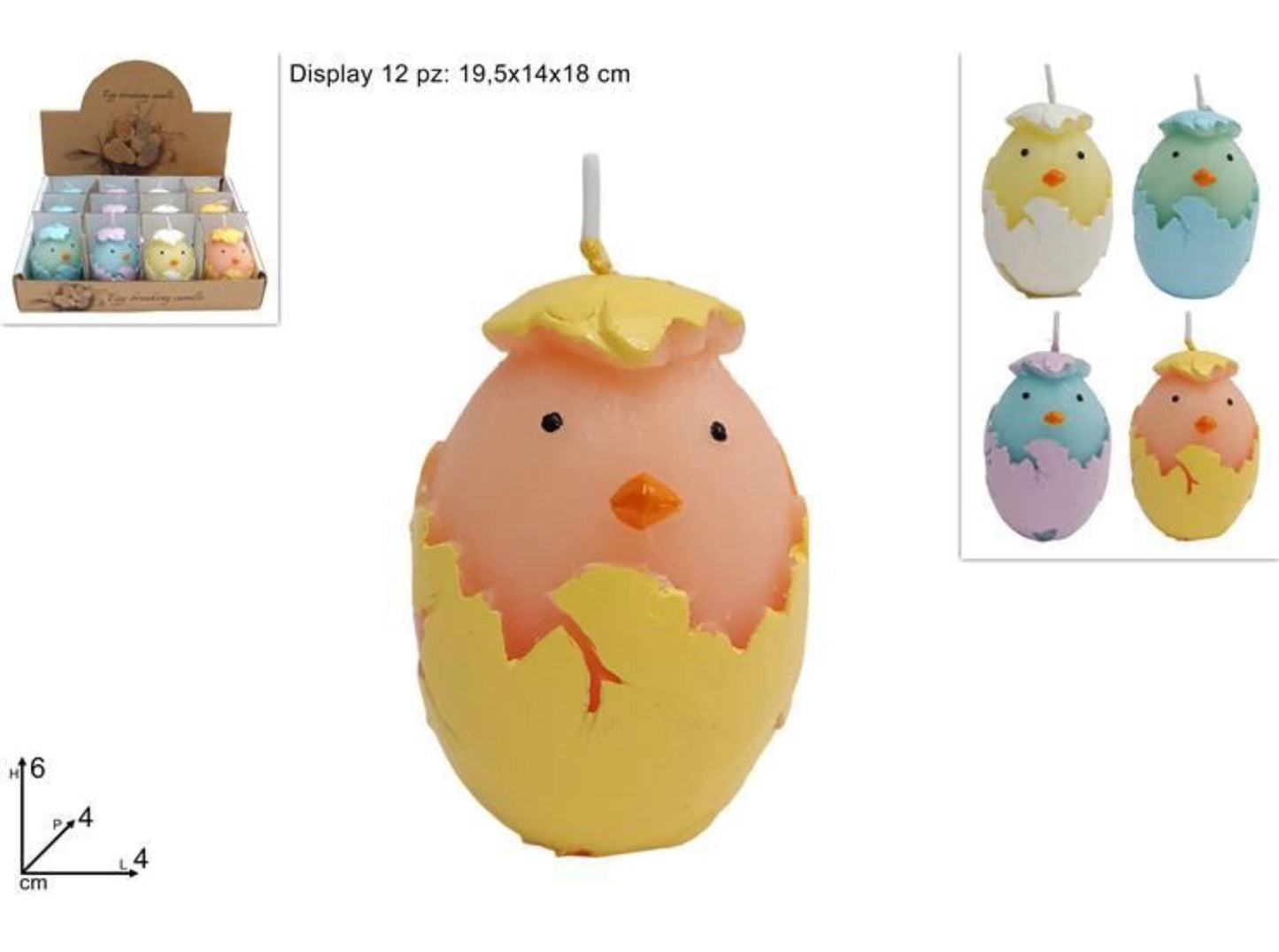 PASQUA candela uova pulcino H6xL4cm