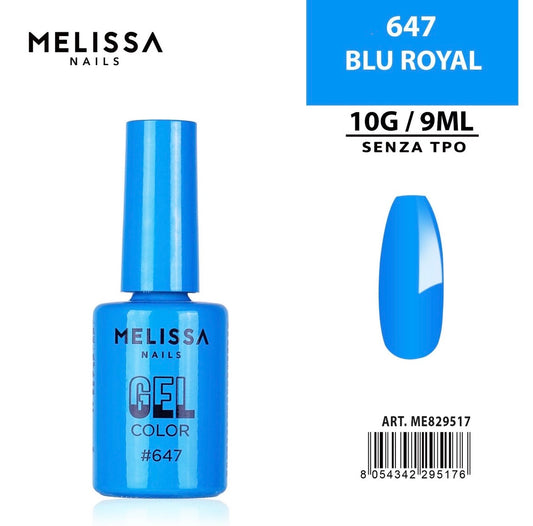 MELISSA  SMALTO GEL UNGHIE 9ML N.647 BLU ROYAL
