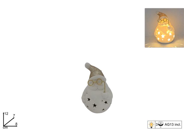 NATALIZIA babbo natale 12cm con cappello glitterati con occhiali