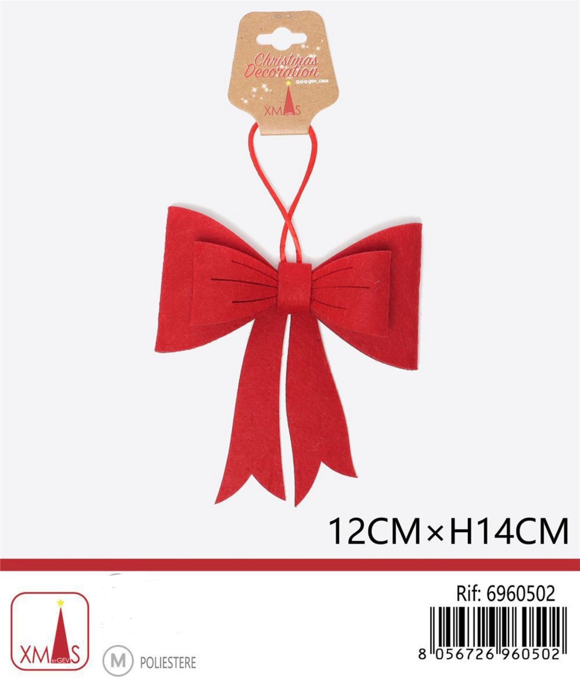 NATALIZIA decorazione fiocco rosso 12xH14cm