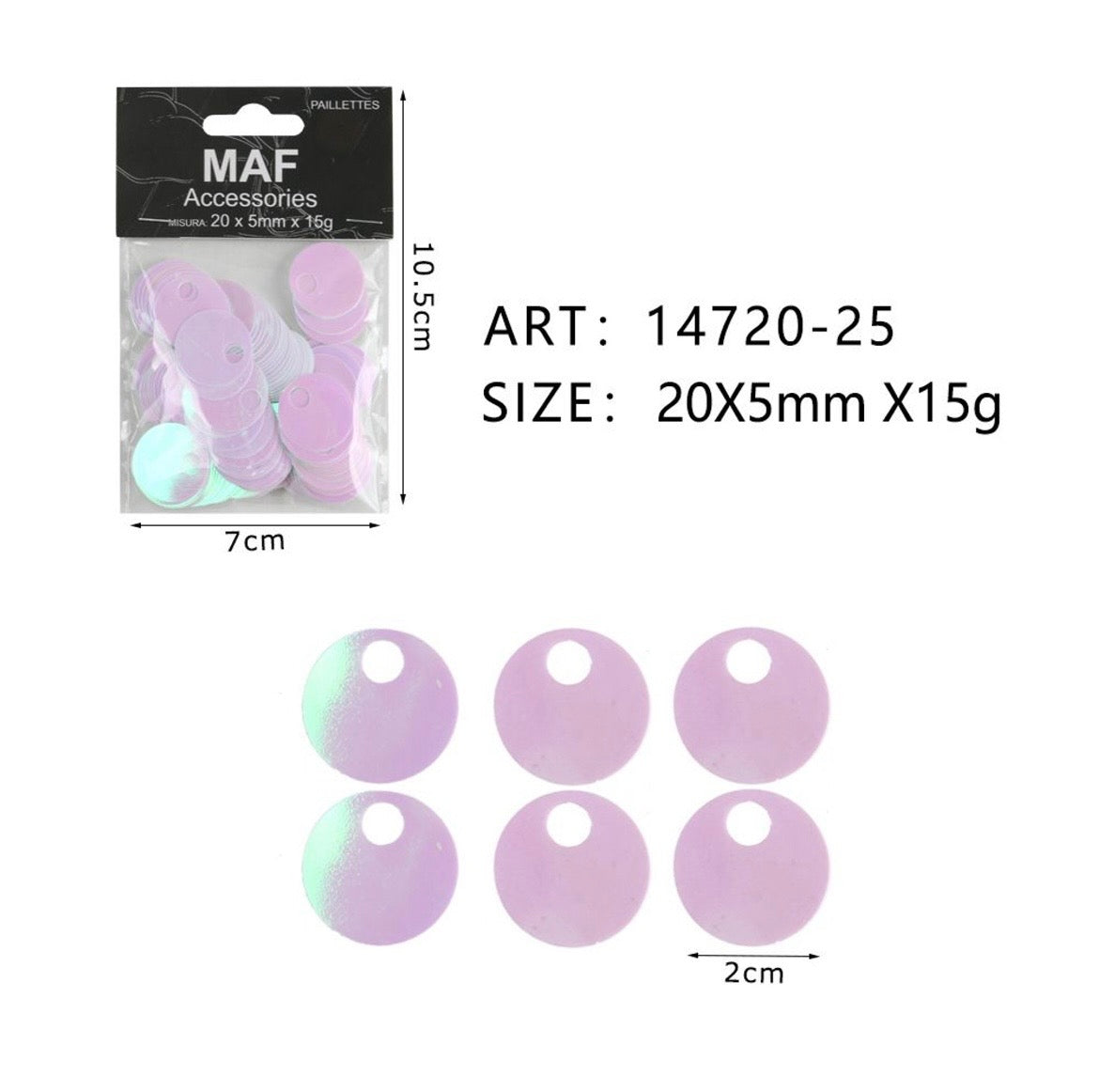 PAIETTE 20x5mm 15g ART.14720