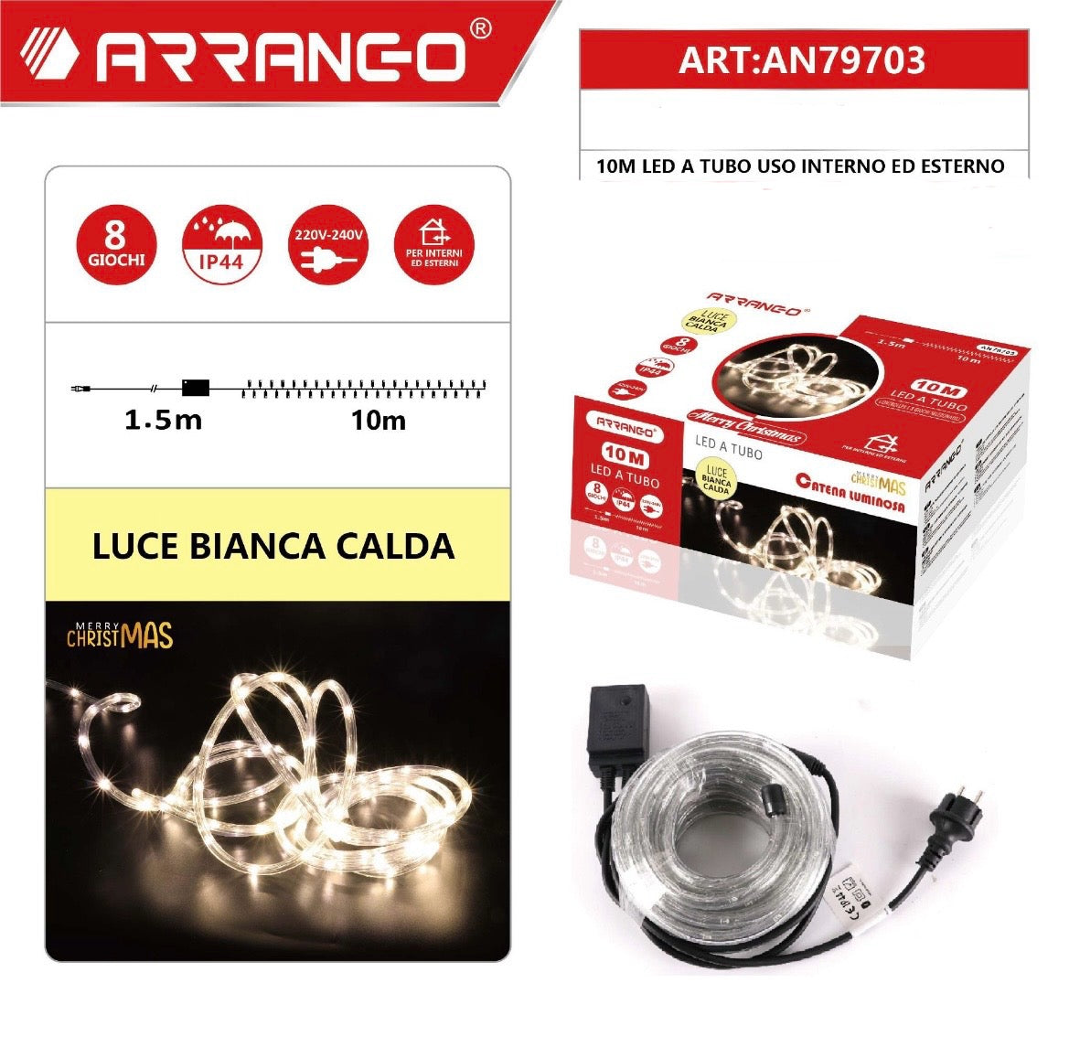 ARRANGO 10M LED a tubo uso interno e esterno