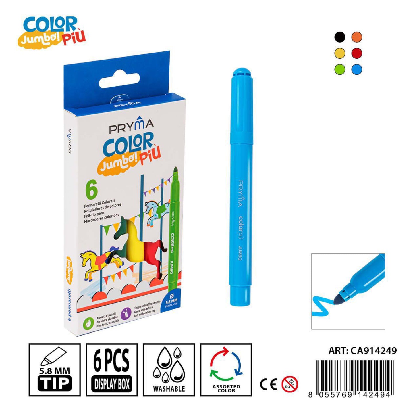 PRYMA pennarelli color jumbo 6pz
