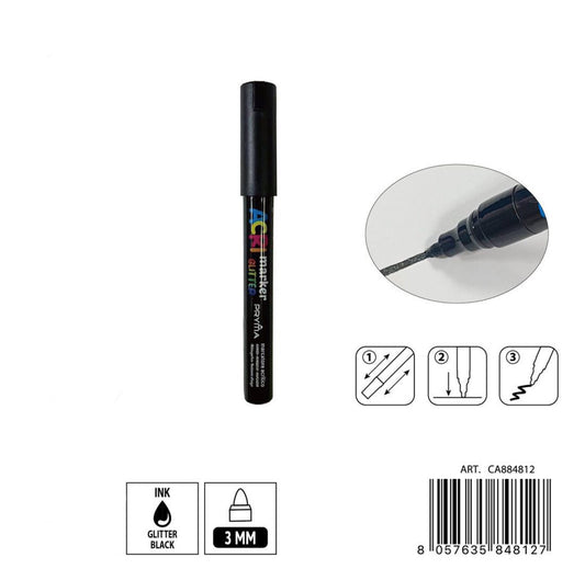 PRYMA marcatore acrilico 3mm N.146 nero glitter