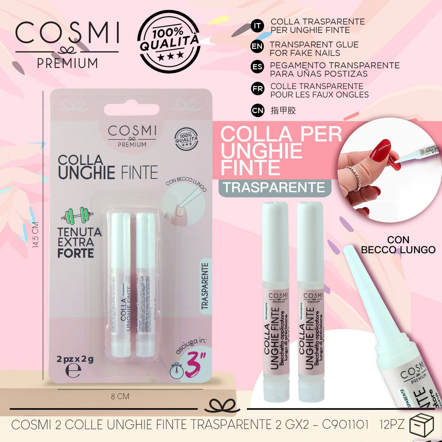 COSMI colla per unghie finte  2pzx2g