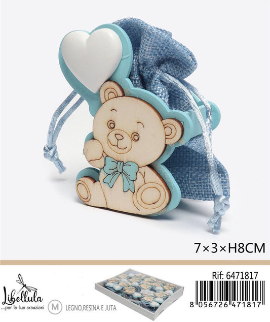 SACCHETTO portaconfetti orsetto cuore 7x3XH8cm