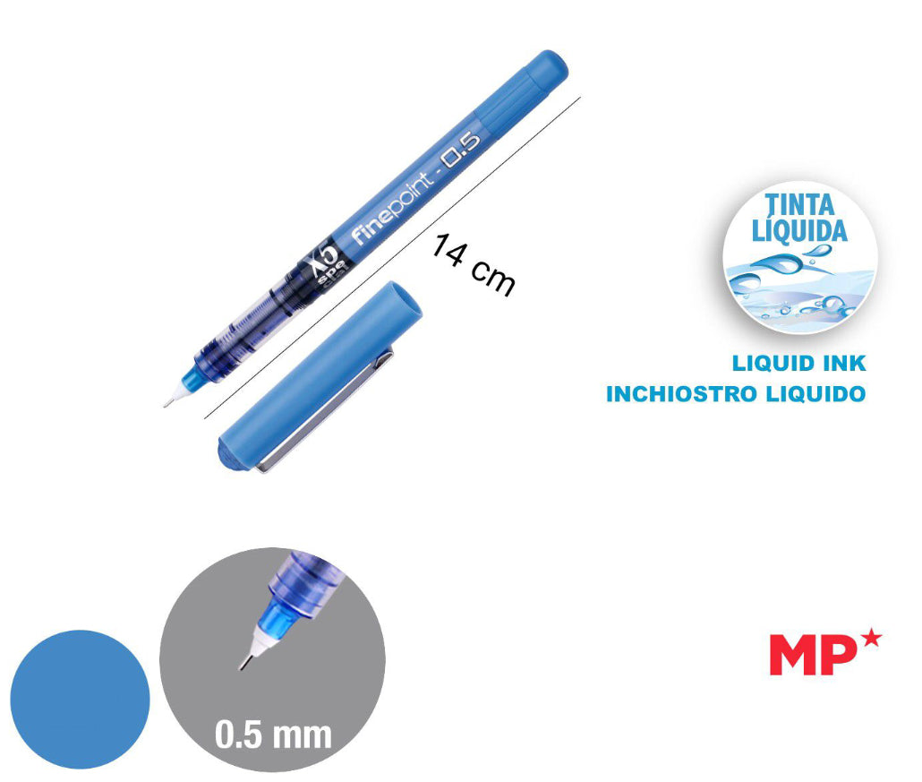 Penna a gel punta 0,5mm finepoint blu