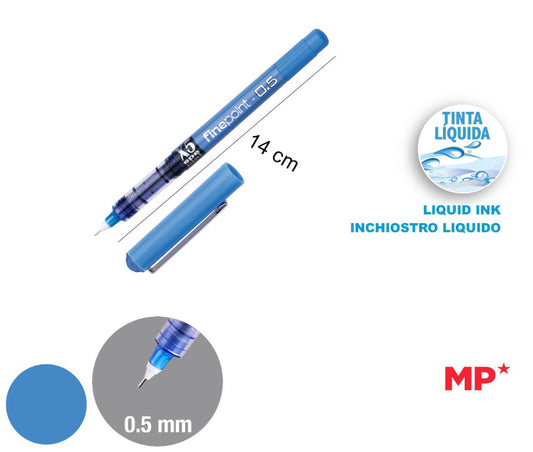 Penna a gel punta 0,5mm finepoint blu