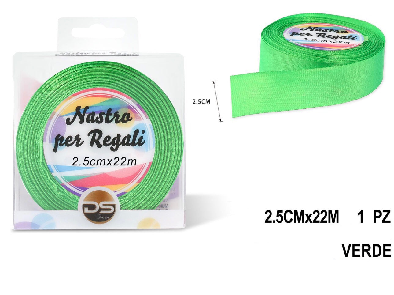 Nastro raso 2.5 cm VERDE