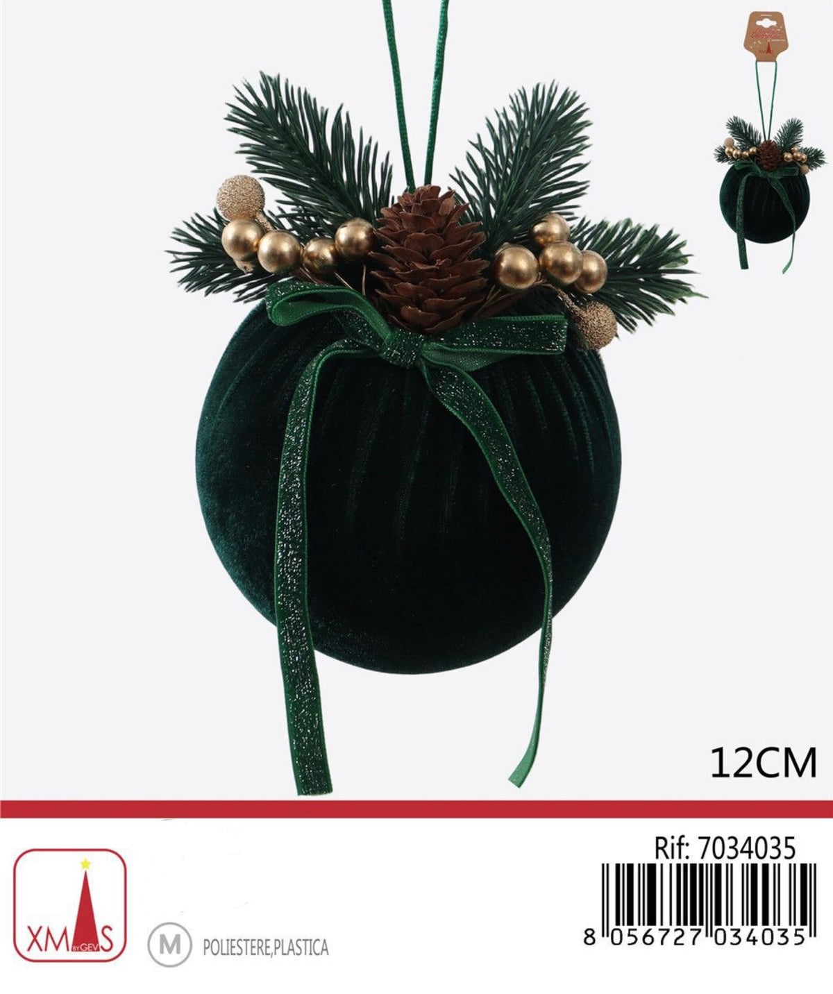 NATALIZIA pendente pallina pigna 12cm