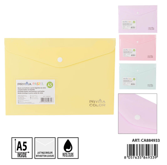 PRYMA busta bottone porta biglietto visita A5 pastel