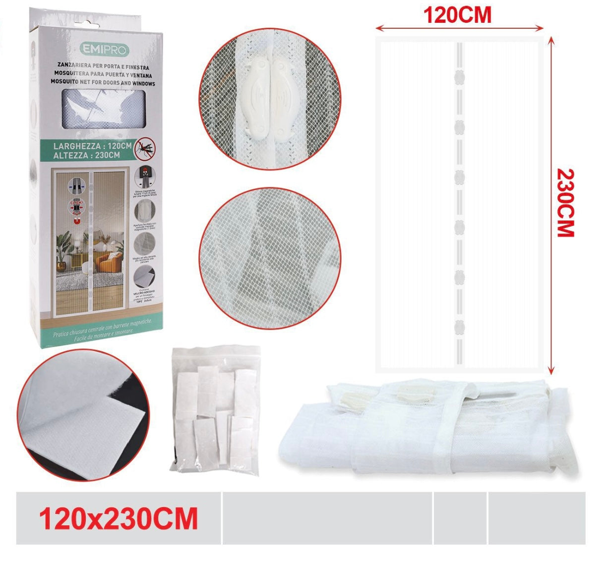 EMI ZANZARIERA PER PORTA E FINESTRA 120*230CM