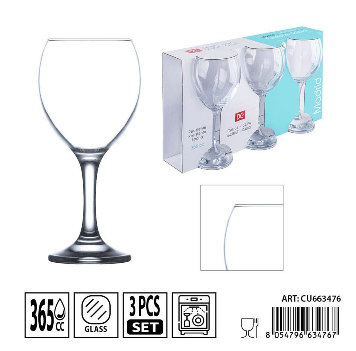 DC CASA calice Madrid V.rosso 365cc 3pz