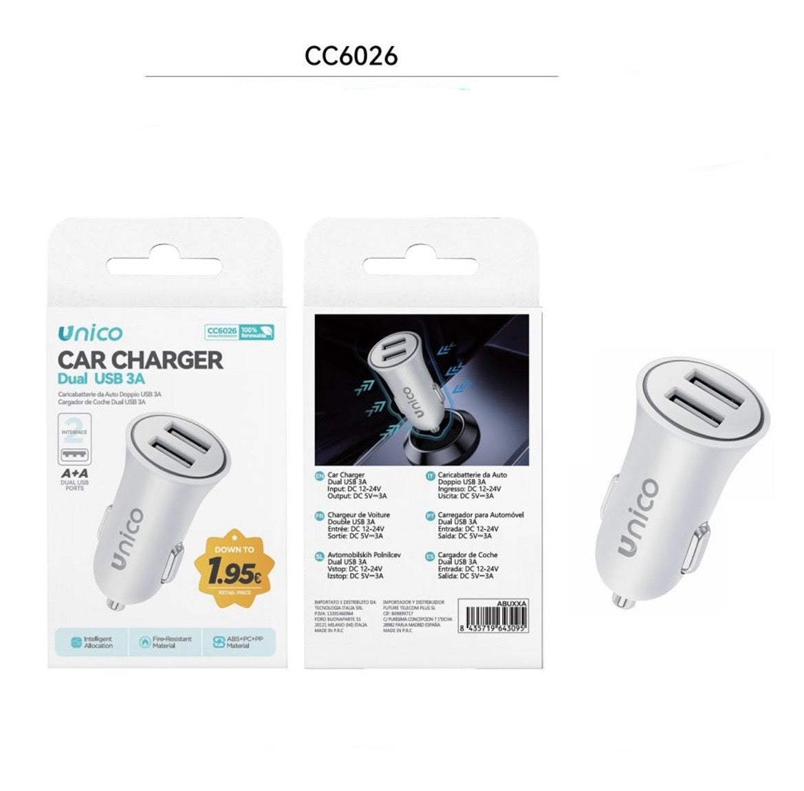 UNICO CARICA  PER AUTO 3A   CC6026