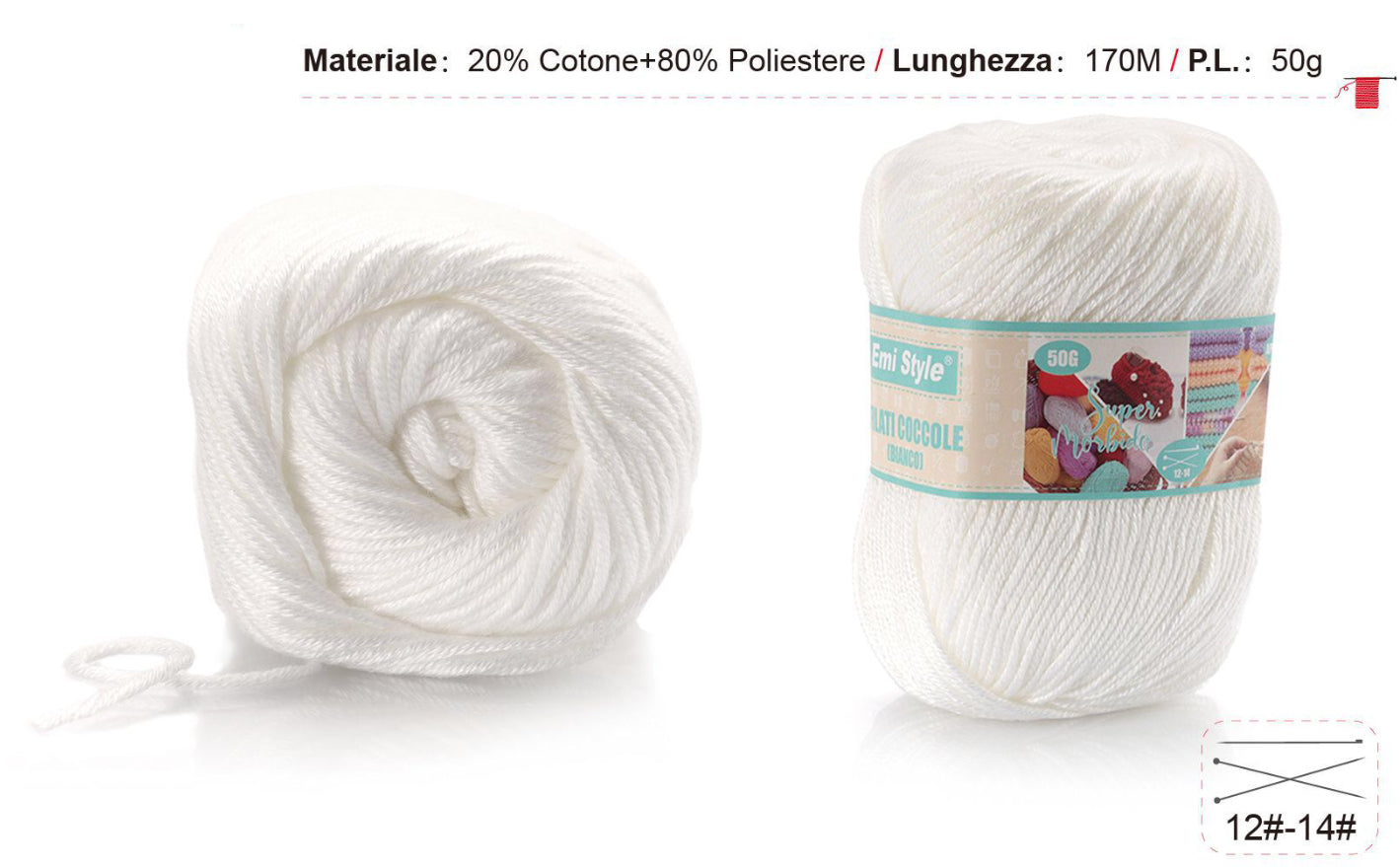 Filati coccole BIANCO  S01 50g