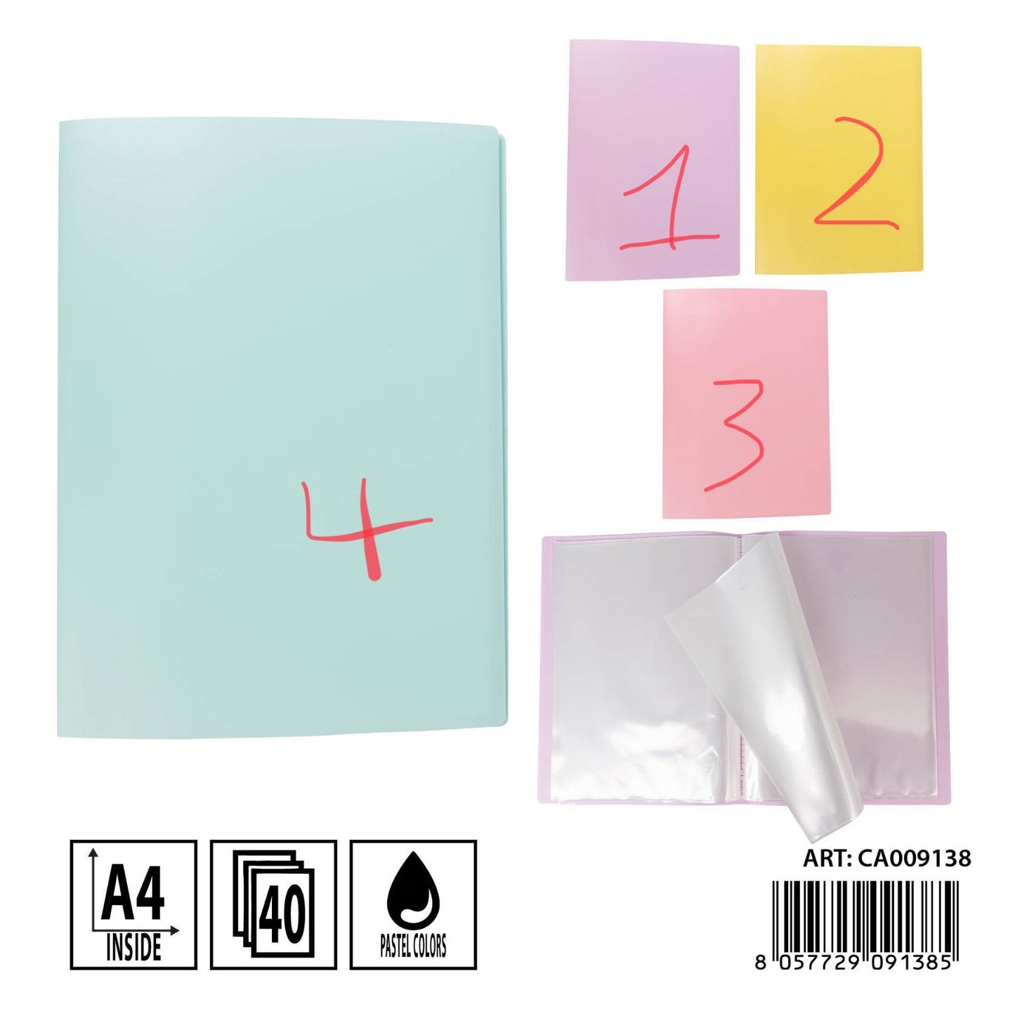 PRYMA porta listino A4 40tasche pastel