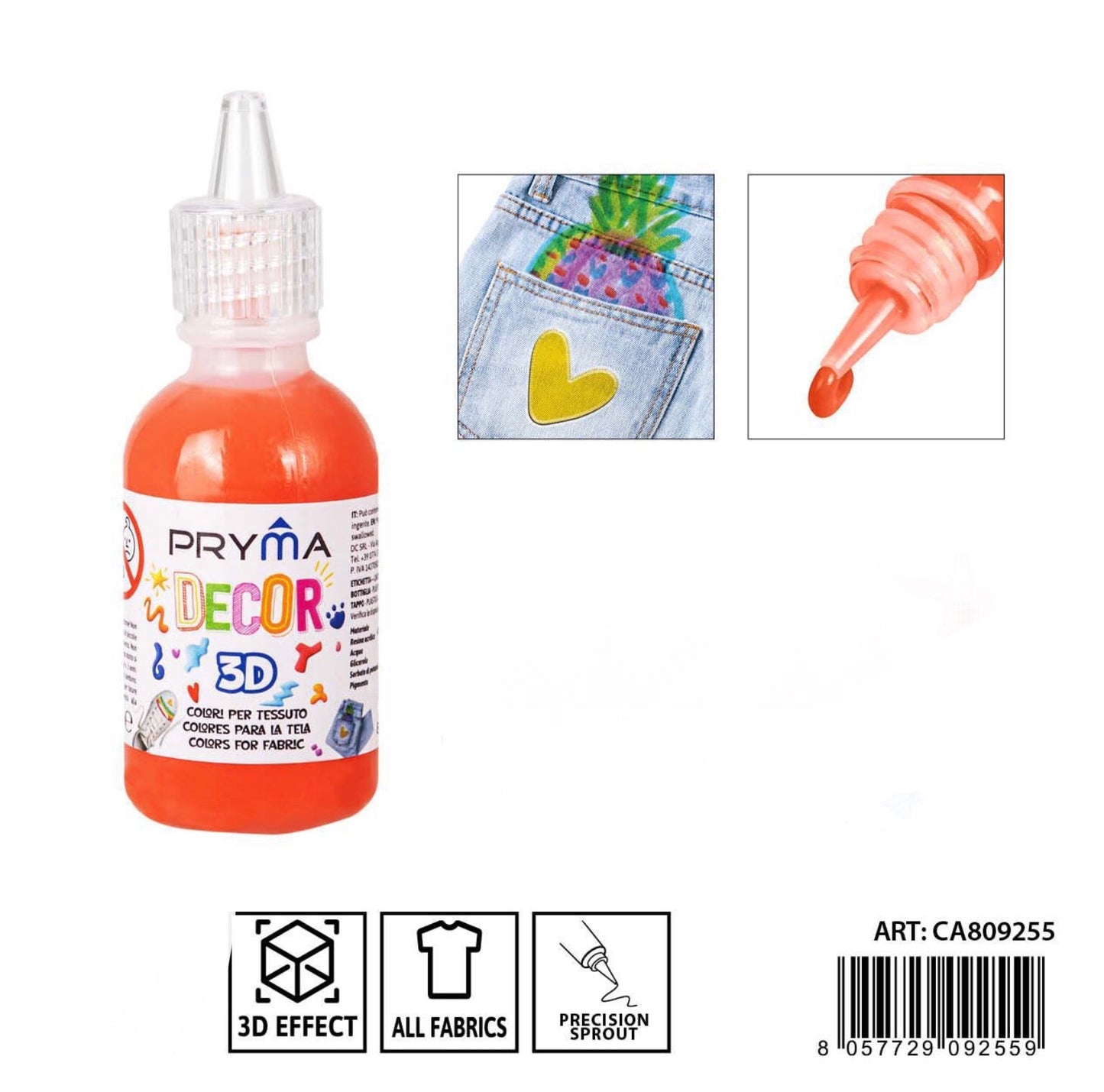 PRYMA colore tessuto 3D paintex 30ml arancione