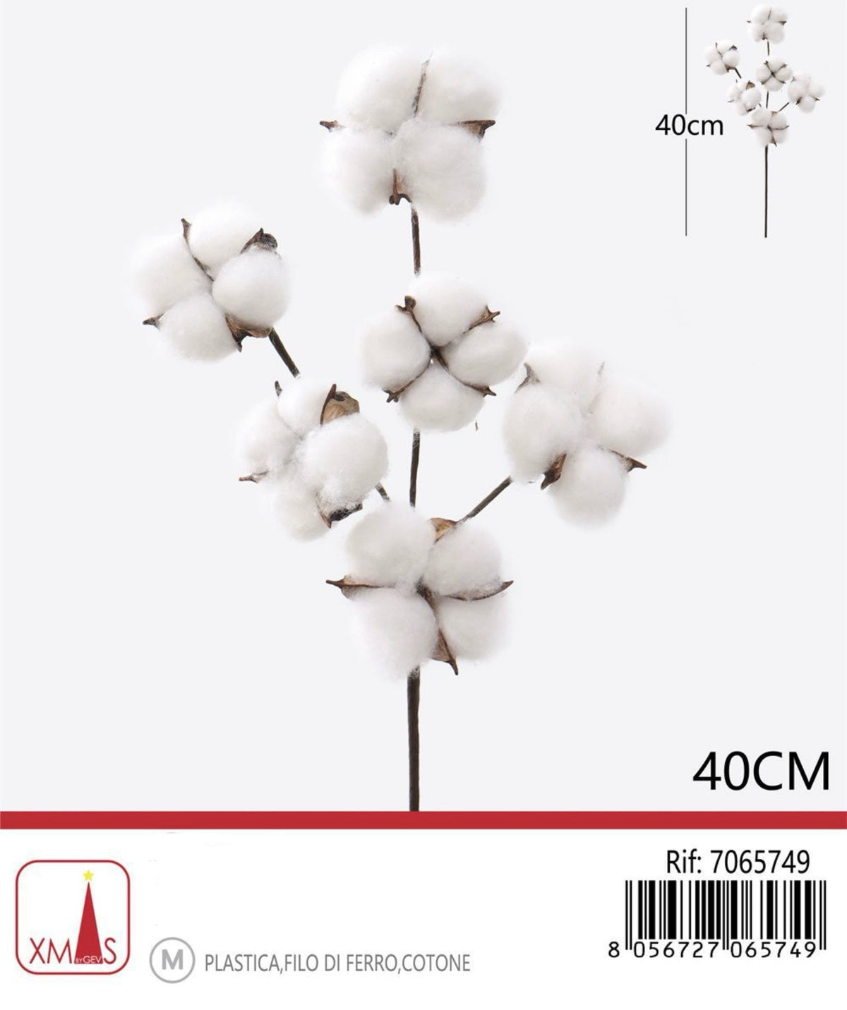 NATALIZIA stelo cotone artificiale 40cm