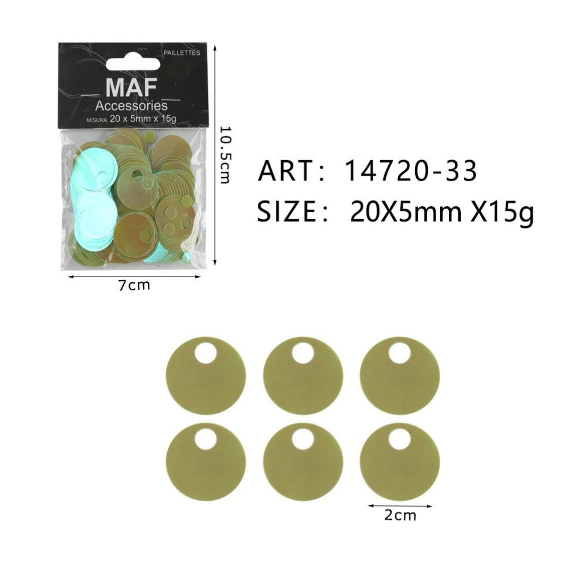 PAIETTE 20x5mm 15g ART.14720
