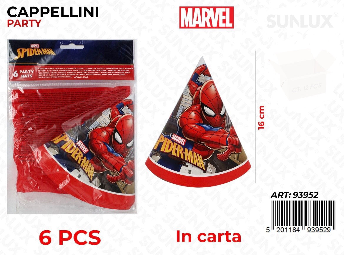 CAPELLINI in carta spiderman 6pz