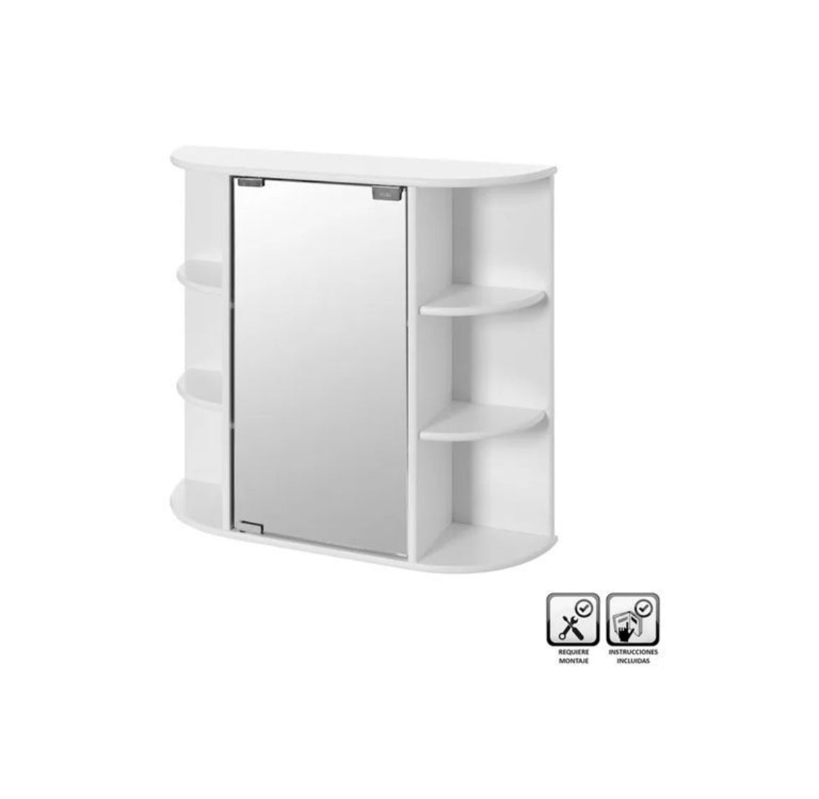 ARMADIETTO CON SPECCHIO 4 SCAFFALI 59 X16X58CM