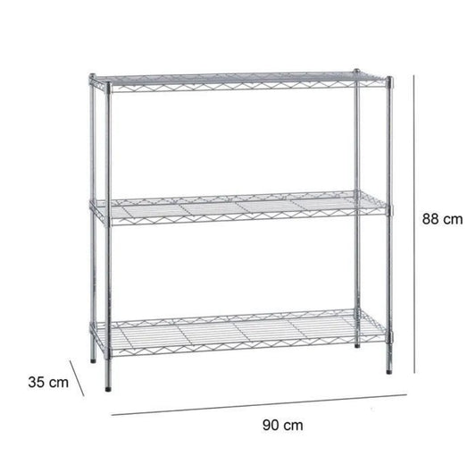 SCAFFALATURA 3 SCAFFALI METALLO 90 X 35 X 88 CM